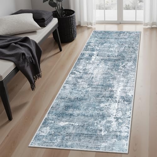 Soalmost Abstratc Runner Rug 2x6 Washable Kitchen Hallway Runners Blue/Grey