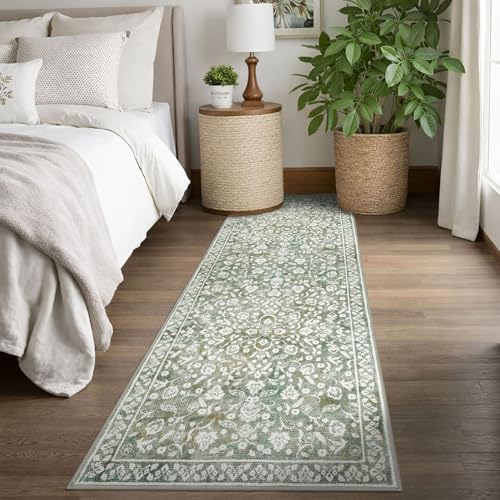Washable Vintage 2.6x8 Runner Rug Non Slip Runners for Hallway