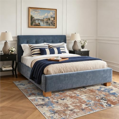 BEIMO 5x7 Area Rugs for Bedroom, Desert Blue Beige Washable Abstract Rug