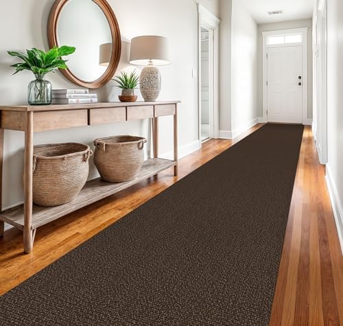 EARTHALL Washable Runner Rug, Non Slip Hall Runner, 3x20 Ft, Brown/Coffee