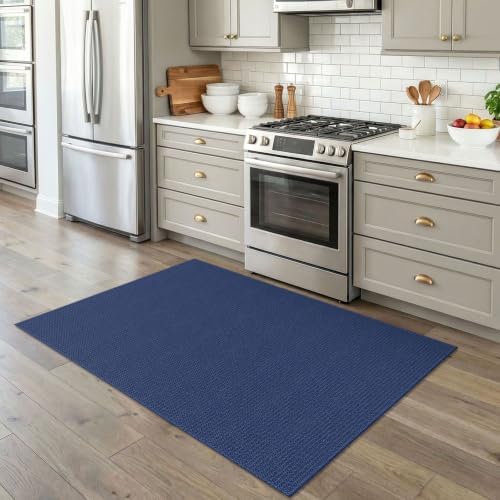 EARTHALL Washable Area Rug, Non Slip Entryway Rug, 4x5 Ft, Heathered Blue