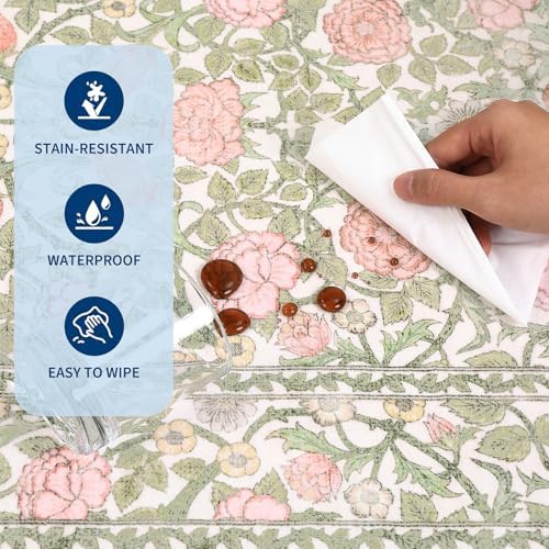GarveeHome Pink Green Beige Floral 2.5x8 Runner Rug for Kitchen Hallways