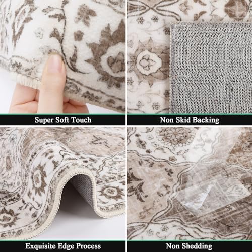 HEBE Hallway Runner Rug 2'x10' Washable Vintage Distressed Area Rugs Non Slip Laundry Rug Runner Boho Floor Carpet Runners for Hallways Entryway Laundry Room Kitchen Bathroom