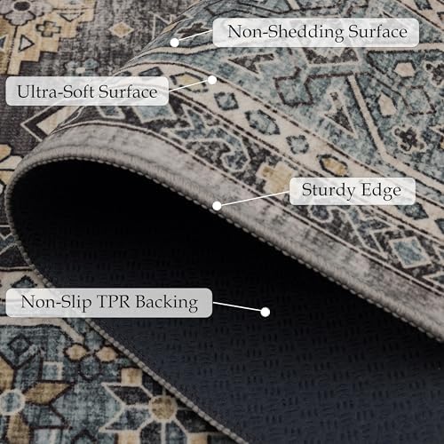Ruaruarug Hallway Washable Runner Rug 2×6, Ultra Soft for Kitchen, Silver