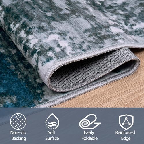 5x8 Area Rugs for Living Room Washable Bedroom Dining Room Navy Grey