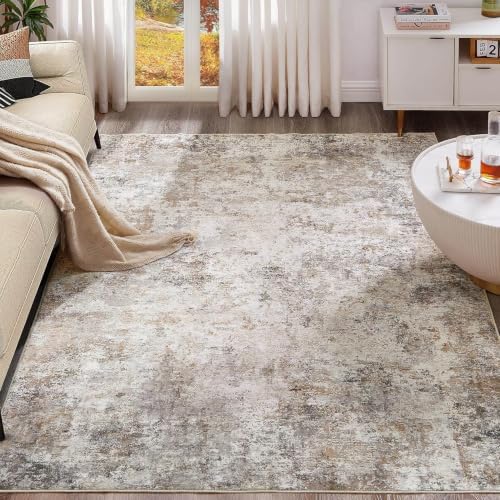 UERMEI 6x8 Area Rug Living Room Rugs Washable Neutral Brown Grey Carpet