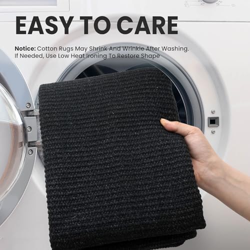 EARTHALL Washable Area Rug, Non Slip Living Room Rug, 6x9 Ft, Black/Grey