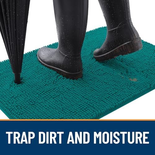 OLANLY Dog Door Mat for Muddy Paws 54x32, Super Absorbent Chenille Mud Mat