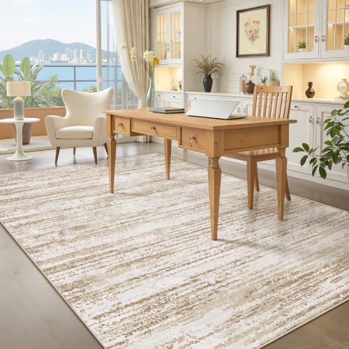 Area Rug 5x7 Living Room Rugs: Washable Modern Rug Non-Slip Soft Rugs Stain Resistant Printed Rug Indoor Carpet for Bedroom Kitchen Dining Room Nursery Home(Brown, 5'x7')