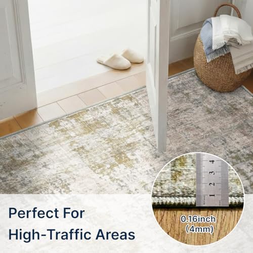 2x3 Area Rug Washable Abstract: Non Slip Throw Rugs for Entryway