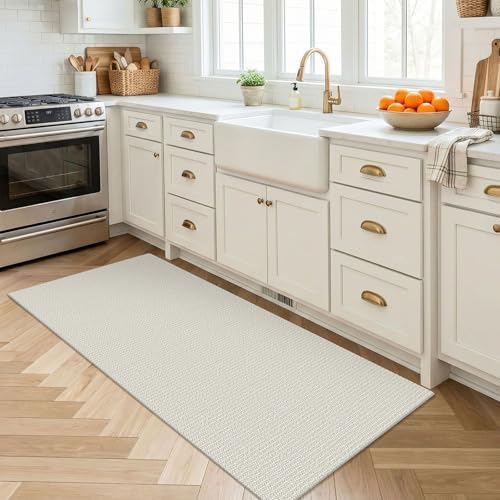 EARTHALL Washable Runner Rug, Non Slip Doormat, 2x4 Ft, Cream/Grayish