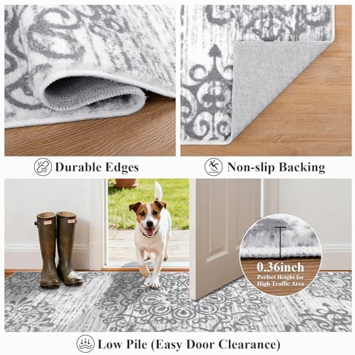 HEBE Hallway Runner Rug 3'x14', Washable Non Slip Kitchen Rug Runner