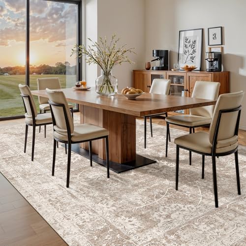 Madane 8x10 Area Rugs for Living Room, Washable Neutral Rug Brown/Sand