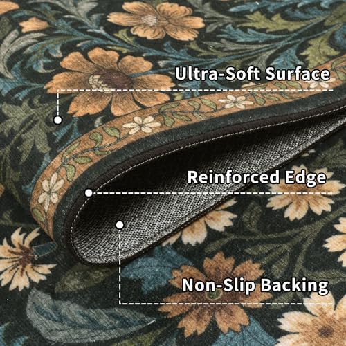 Floral 2x3 Entryway Rug Washable Doormat Indoor Throw Rug, Brown