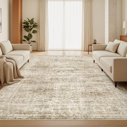 6x9 Area Rugs for Living Room,Large Washable Rug,Brown
