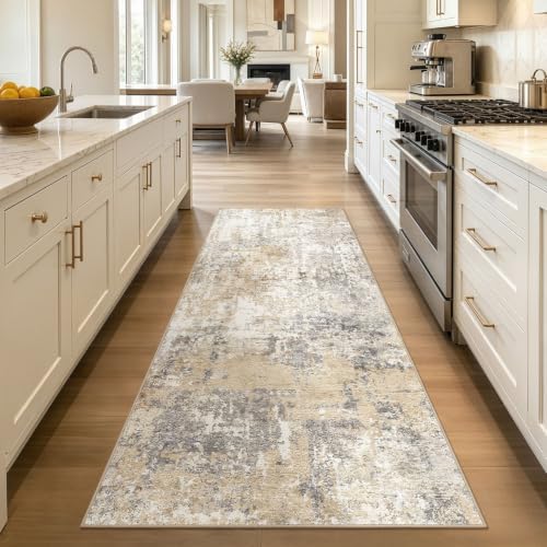 LOONGRUG Runner Rug 3x8 Washable Non-Slip Kitchen Neutral Modern Rug