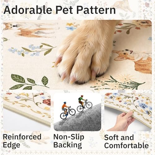 Soalmost Dog 6x9 Area Rugs for Living Room, Washable Animal Soft Rug Beige