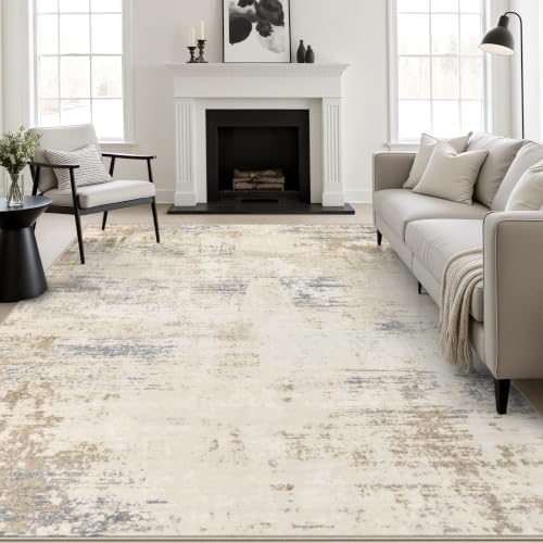 5x8 Area Rug Living Room: Modern Washable Soft Carpet Beige Brown