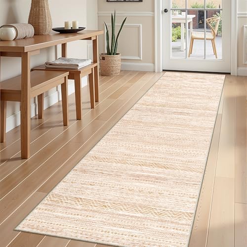 Miukiki Hallway 2x8 Runner Rug Washable Non Slip Kitchen Rug Beige