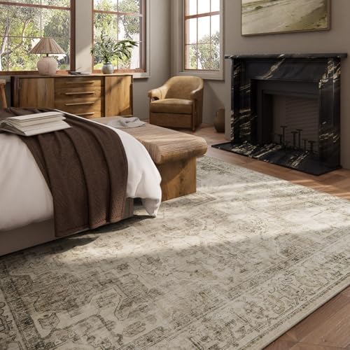 9x12 Area Rugs for Living Room: Washable Bedroom Rug Non Slip Boho Carpet