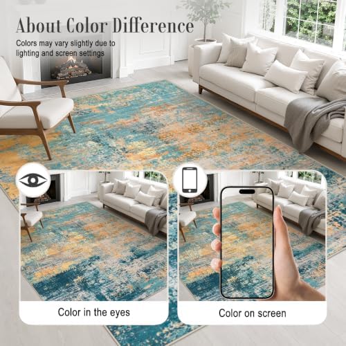 3x8 Washable Runner Rug：Modern Abstract Soft Carpet Rosy Haze