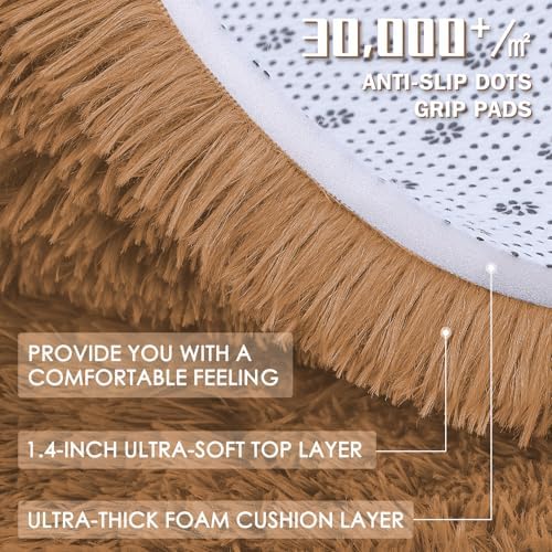 OLANLY 2x6 Machine Washable Runner Rugs for Hallway, Soft Fluffy Shaggy Bedside Rugs for Bedroom, Living Room, Indoor Floor Carpet for Kids Girls and Boys, Nursery Rooms, Home Decor Aesthetic, Khaki