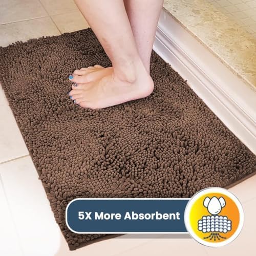 Muddy Mat® | Super Water Absorbent Door Mat Indoor, Microfiber Quick Dry Chenille Entryway Rug, Slip Resistant Front Door Mat, Indoor Mats for Entryway, Machine Washable Pet Rug, Brown 24"x36"