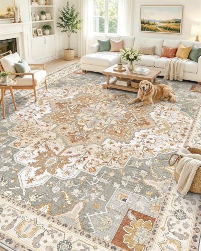 OLANLY 9x12 Washable Area Rug, Soft Non Slip Carpet for Bedroom Living Room