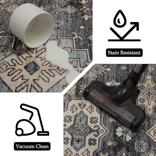 Ruaruarug Hallway Washable Runner Rug 2×6, Ultra Soft for Kitchen, Silver