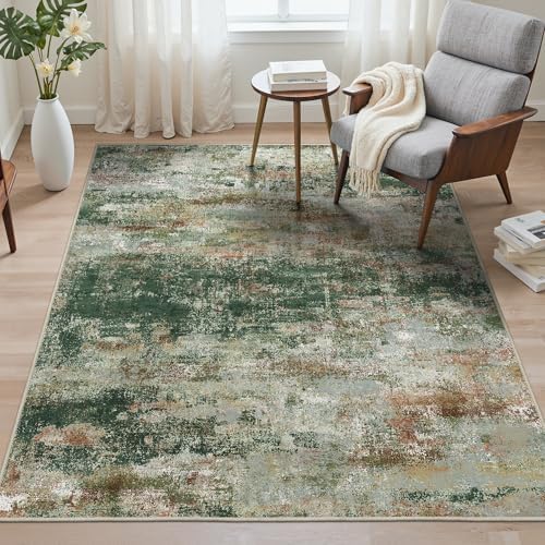 BEIMO 6x9 Area Rugs for Bedroom, Green Brown Washable Abstract Non Slip Rug