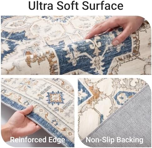 befbee Washable 5x7 Area Rug Non Slip Stain Resistant Rug for Living Room
