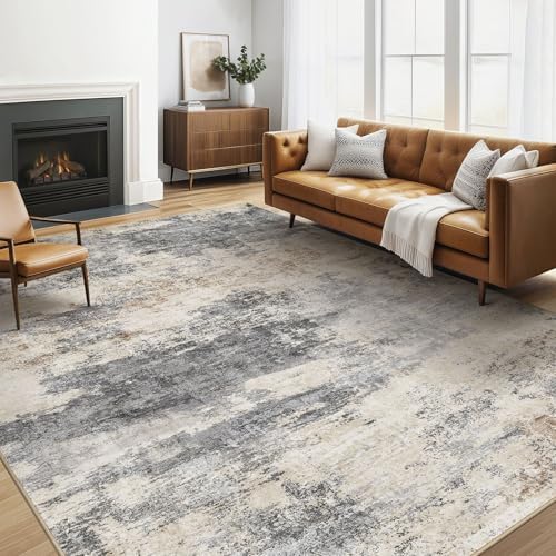 LOONGRUG 6x9 Area Rugs Washable Neutral Modern Living Room Rug Grey Brown