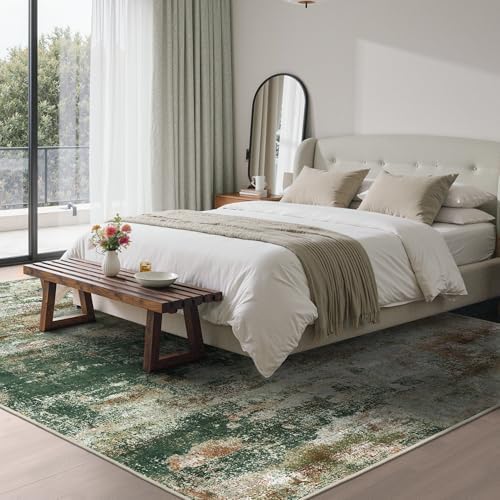 BEIMO 6x9 Area Rugs for Bedroom, Green Brown Washable Abstract Non Slip Rug