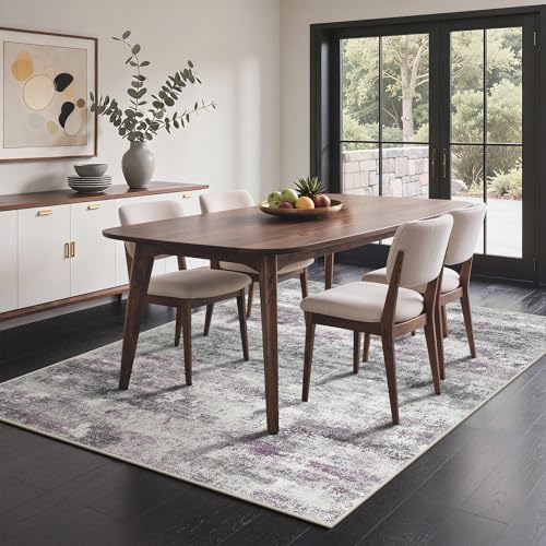 BEIMO 5x7 Area Rugs for Bedroom, Purple Grey Washable Abstract Non Slip Rug