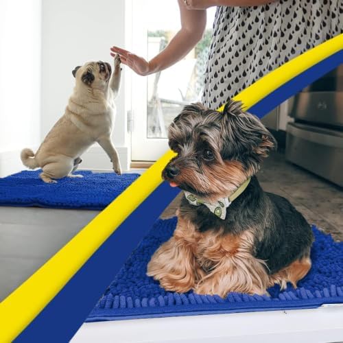 Muddy Mat® | Super Water Absorbent Door Mat Indoor, Microfiber Quick Dry Chenille Entryway Rug, Slip Resistant Front Door Mat, Indoor Mats for Entryway, Machine Washable Pet Rug, Royal Blue 3ft x 3ft