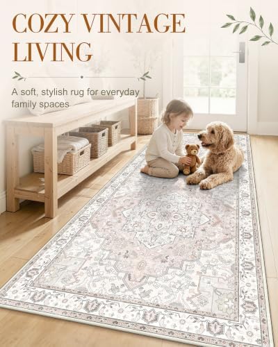OLANLY 5x8 Washable Area Rug, Soft Non Slip Carpet for Bedroom Living Room