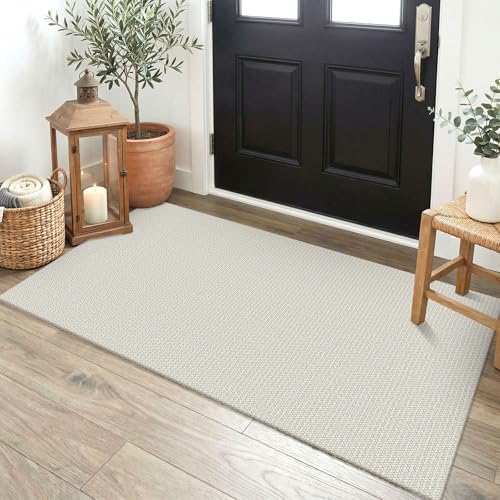 EARTHALL Washable Runner Rug, Non Slip Doormat, 2x4 Ft, Cream/Grayish
