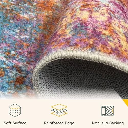RELEANY Washable Runner 2'x6' Abstract Area Rug for Hallway Starlight