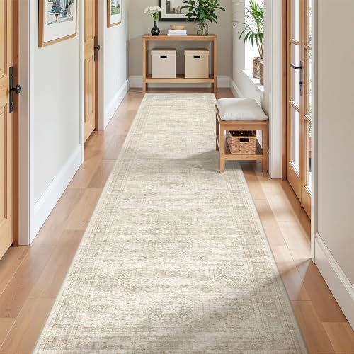2x12 Runner Rug Non Slip,Washable Hallway Runner Rug,Beige