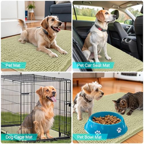OLANLY Dog Door Mat for Muddy Paws 45x27, Super Absorbent Chenille Mud Mat