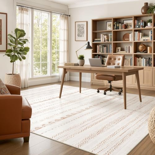 Nakagishi Boho 5x8 Area Rug Living Room Rugs Machine Washable Brown