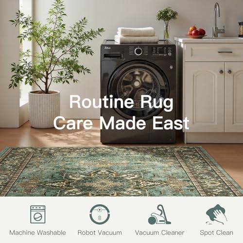Lofus 9x12 Green Area Rugs for Bedroom Living Room, Vintage Boho Carpet