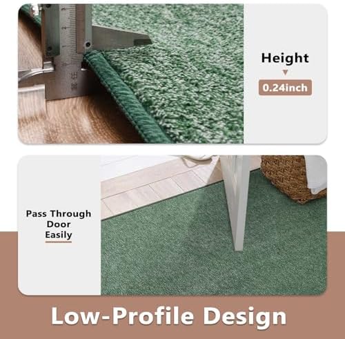 2x6 Green/White Runner Rug Non-Slip Washable for Hallway Kitchen Bedroom