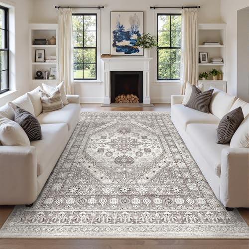 zesthome 8x10 Area Rugs for Living Room,Large Washable Rug,Brown