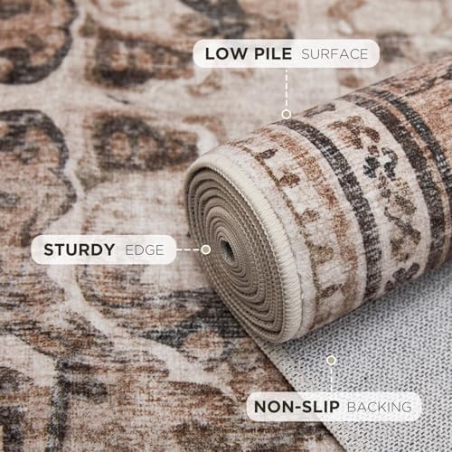 Joydeco 3x5 Area Rugs Vintage for Living Room, Light Coffee