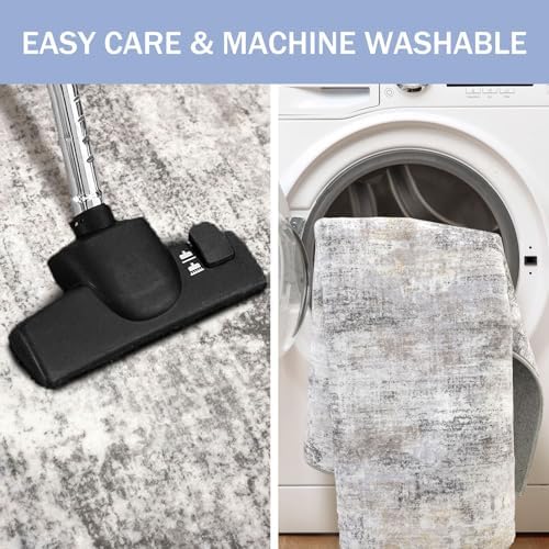 IOHOUZE Small Abstract Area Rug Sets 2x3 and 3x5 Ft Door Mat Indoor Set, Washable Rugs for Entryway Sets, Non Slip Throw Rug Set, Printed Faux Wool Floor Carpet for Foyer Entrance Kitchen, Grey Beige