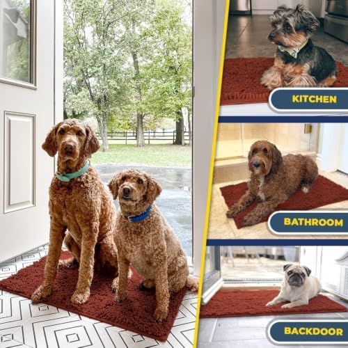 Muddy Mat® | Super Water Absorbent Door Mat Indoor, Microfiber Quick Dry Chenille Entryway Rug, Slip Resistant Front Door Mat, Indoor Mats for Entryway, Machine Washable Pet Rug, Terracotta 19" x 30"