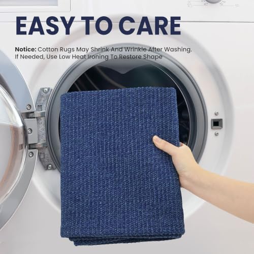 EARTHALL Washable Entryway Rug, Non Slip Doormat, 3x4 Ft, Heathered Blue