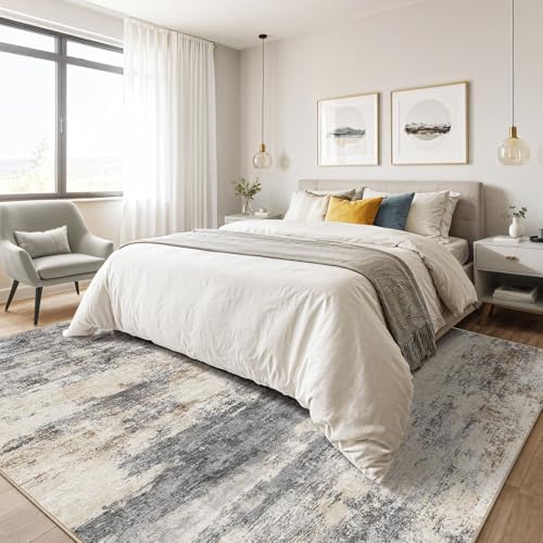LOONGRUG 9x12 Area Rug Washable Large Neutral Modern Living Room Rugs