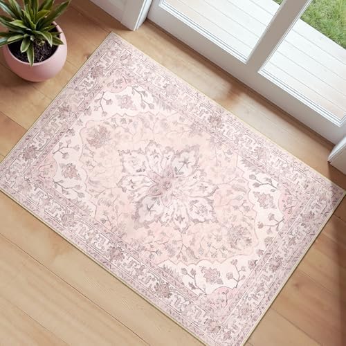 RELEANY Washable Area Rug, Small 2'x3', Pink